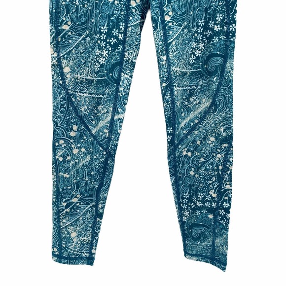 Free People FP Movement Womens Plie All Day Floral Leggings Blue Peacock Size XS - Picture 3 of 11